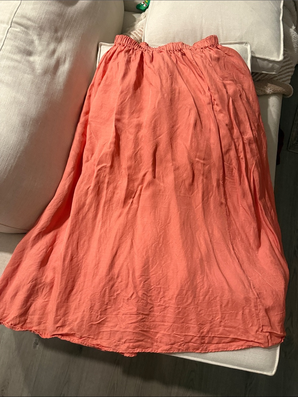 Banana Republic Coral Linen Elastic-Waist Maxi Skirt **pockets!
